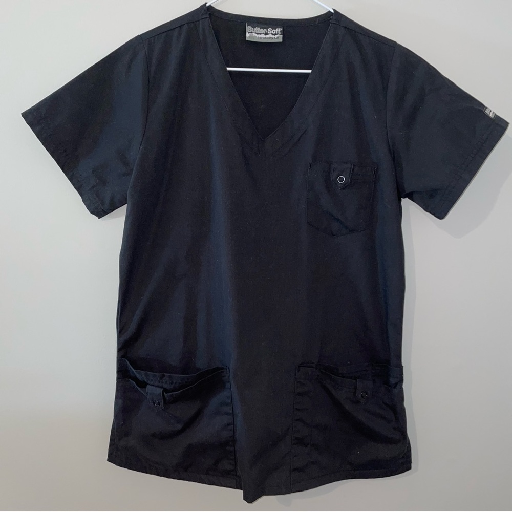 BUTTER SOFT 5 Pocket Black Scrub Top Women’s Small (not stretchy)